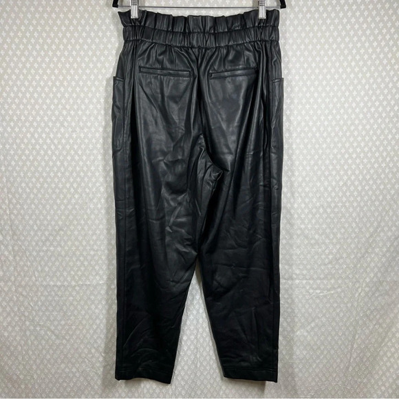 Madewell Black Vegan Leather Pull‎ On Paperbag Pants - Picture 5 of 6